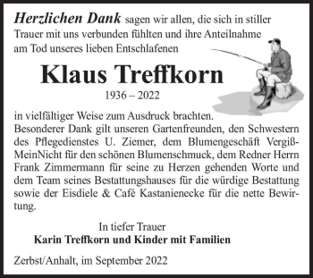 Traueranzeige von Klaus Treffkorn  von Magdeburger Volksstimme