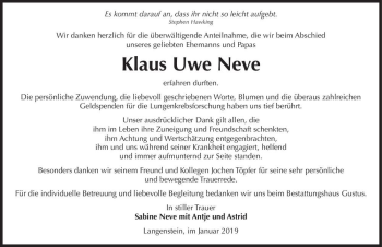 Traueranzeige von Klaus Uwe Neve  von Magdeburger Volksstimme