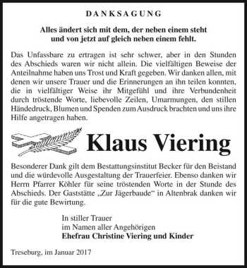 Traueranzeige von Klaus Viering  von Magdeburger Volksstimme