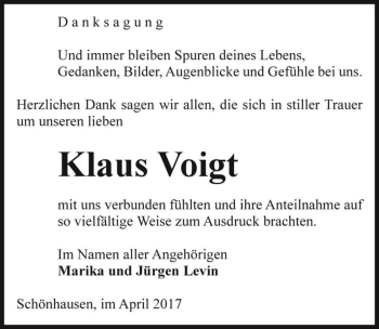 Traueranzeige von Klaus Voigt  von Magdeburger Volksstimme