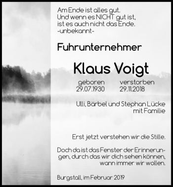 Traueranzeige von Klaus Voigt  von Magdeburger Volksstimme