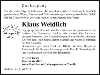 Traueranzeige von Klaus Weidlich  von Magdeburger Volksstimme