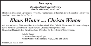 Traueranzeige von Klaus Winter und Christa Winter  von Magdeburger Volksstimme