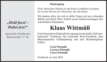 Traueranzeige von Klaus Wittmüß  von Magdeburger Volksstimme