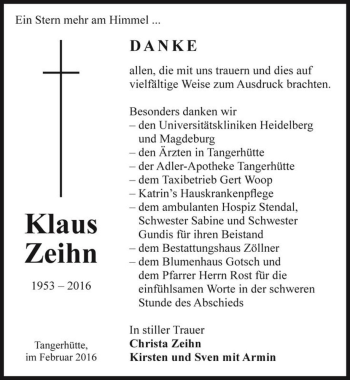 Traueranzeige von Klaus Zeihn  von Magdeburger Volksstimme