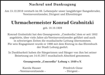 Traueranzeige von Konrad Grabnitzki  von Magdeburger Volksstimme