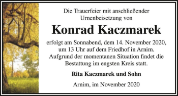 Traueranzeige von Konrad Kaczmarek  von Magdeburger Volksstimme