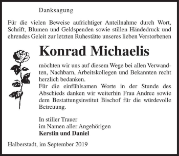 Traueranzeige von Konrad Michaelis  von Magdeburger Volksstimme