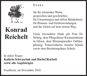 Traueranzeige von Konrad Reichelt  von Magdeburger Volksstimme