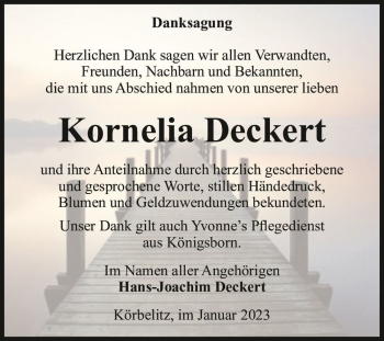 Traueranzeige von Kornelia Deckert  von Magdeburger Volksstimme