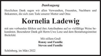 Traueranzeige von Kornelia Ladewig  von Magdeburger Volksstimme