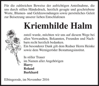 Traueranzeige von Kriemhilde Halm  von Magdeburger Volksstimme