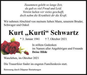 Traueranzeige von Kurt 
