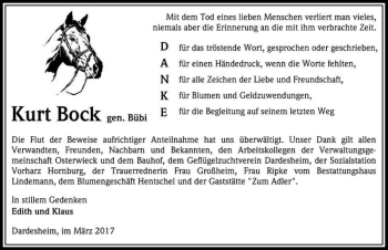 Traueranzeige von Kurt Bock (gen. Bübi)  von Magdeburger Volksstimme