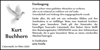 Traueranzeige von Kurt Buchhorn  von Magdeburger Volksstimme
