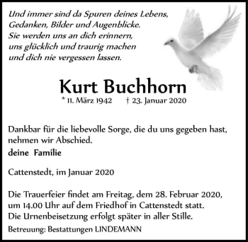 Traueranzeige von Kurt Buchhorn  von Magdeburger Volksstimme