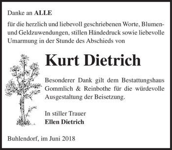Traueranzeige von Kurt Dietrich  von Magdeburger Volksstimme