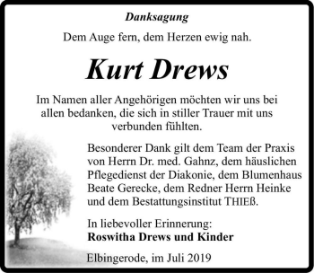 Traueranzeige von Kurt Drews  von Magdeburger Volksstimme