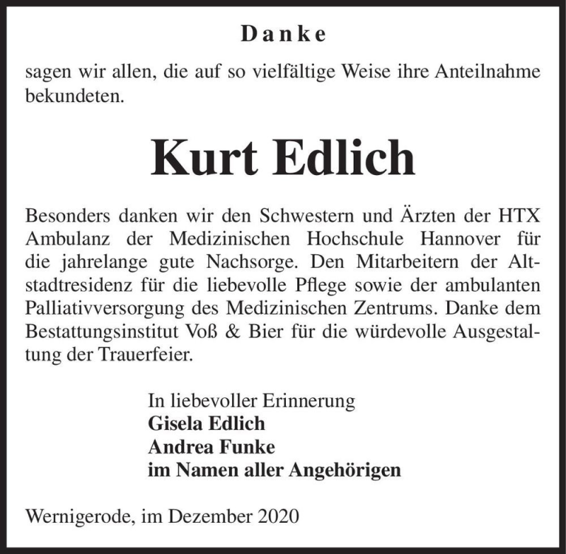  Traueranzeige für Kurt Edlich  vom 31.12.2020 aus Magdeburger Volksstimme