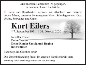Traueranzeige von Kurt Eilers  von Magdeburger Volksstimme