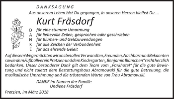 Traueranzeige von Kurt Fräsdorf  von Magdeburger Volksstimme