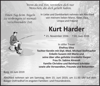 Traueranzeige von Kurt Harder  von Magdeburger Volksstimme