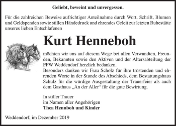Traueranzeige von Kurt Henneboh  von Magdeburger Volksstimme