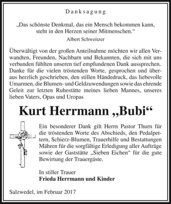 Traueranzeige von Kurt Herrmann 
