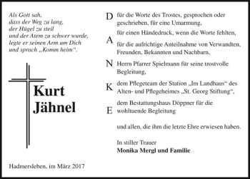 Traueranzeige von Kurt Jähnel  von Magdeburger Volksstimme