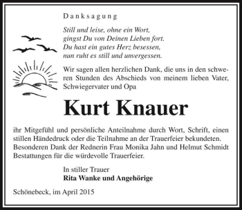 Traueranzeige von Kurt Knauer  von Magdeburger Volksstimme