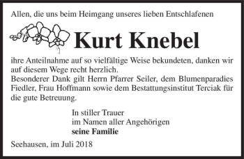 Traueranzeige von Kurt Knebel  von Magdeburger Volksstimme