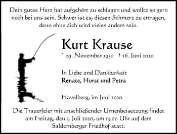 Traueranzeige von Kurt Krause  von Magdeburger Volksstimme