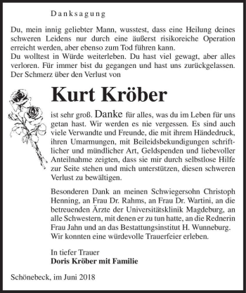 Traueranzeige von Kurt Kröber  von Magdeburger Volksstimme