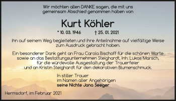 Traueranzeige von Kurt Köhler von Magdeburger Volksstimme