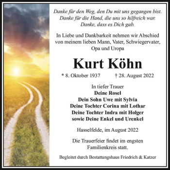 Traueranzeige von Kurt Köhn  von Magdeburger Volksstimme