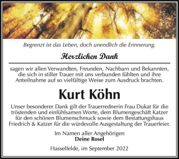 Traueranzeige von Kurt Köhn  von Magdeburger Volksstimme