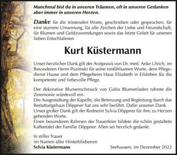 Traueranzeige von Kurt Küstermann  von Magdeburger Volksstimme