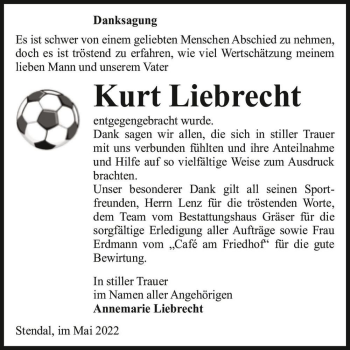 Traueranzeige von Kurt Liebrecht  von Magdeburger Volksstimme