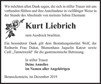 Traueranzeige von Kurt Liebrich  von Magdeburger Volksstimme
