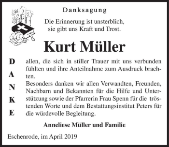 Traueranzeige von Kurt Müller  von Magdeburger Volksstimme