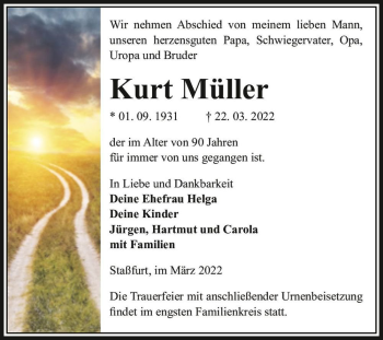 Traueranzeige von Kurt Müller  von Magdeburger Volksstimme