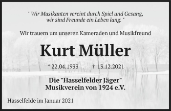 Traueranzeige von Kurt Müller  von Magdeburger Volksstimme