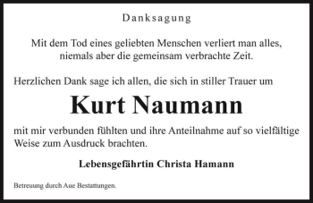Traueranzeige von Kurt Naumann  von Magdeburger Volksstimme