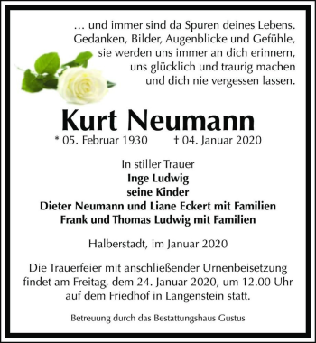 Traueranzeige von Kurt Neumann  von Magdeburger Volksstimme