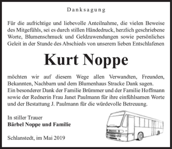 Traueranzeige von Kurt Noppe  von Magdeburger Volksstimme
