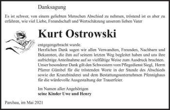 Traueranzeige von Kurt Ostrowski  von Magdeburger Volksstimme