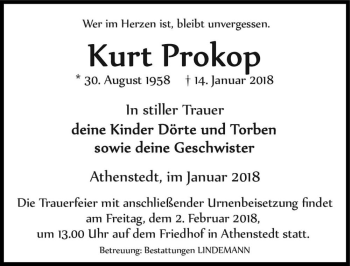 Traueranzeige von Kurt Prokop  von Magdeburger Volksstimme