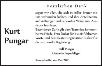 Traueranzeige von Kurt Pungar  von Magdeburger Volksstimme