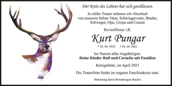 Traueranzeige von Kurt Pungar  von Magdeburger Volksstimme