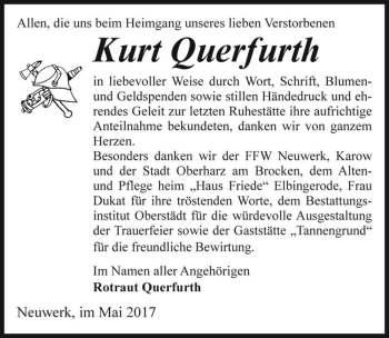 Traueranzeige von Kurt Querfurth  von Magdeburger Volksstimme